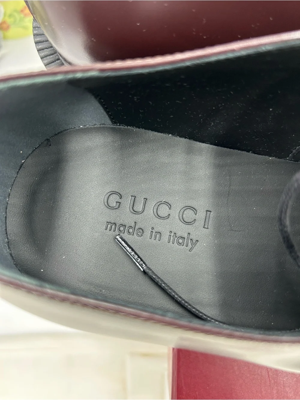 Men's Gucci logo lettering, Cordovan, Derby shoes size 10.5 fits 11 US NWT